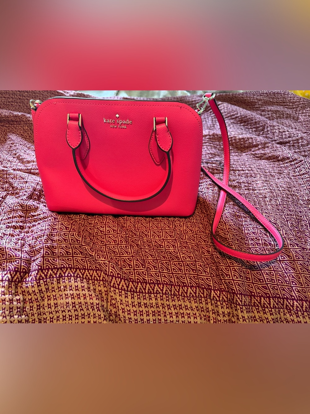 kate spade Hot Pink Dome Satchel with Gold Hardware